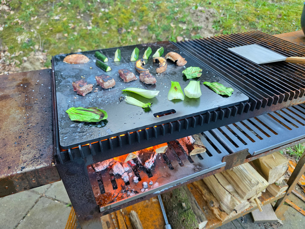 Firecook Outdoor Stove 45 ALL-IN kit m. Fryplate BIG, 2 Side Table Kit, Shelf Kit 45 & Firetool