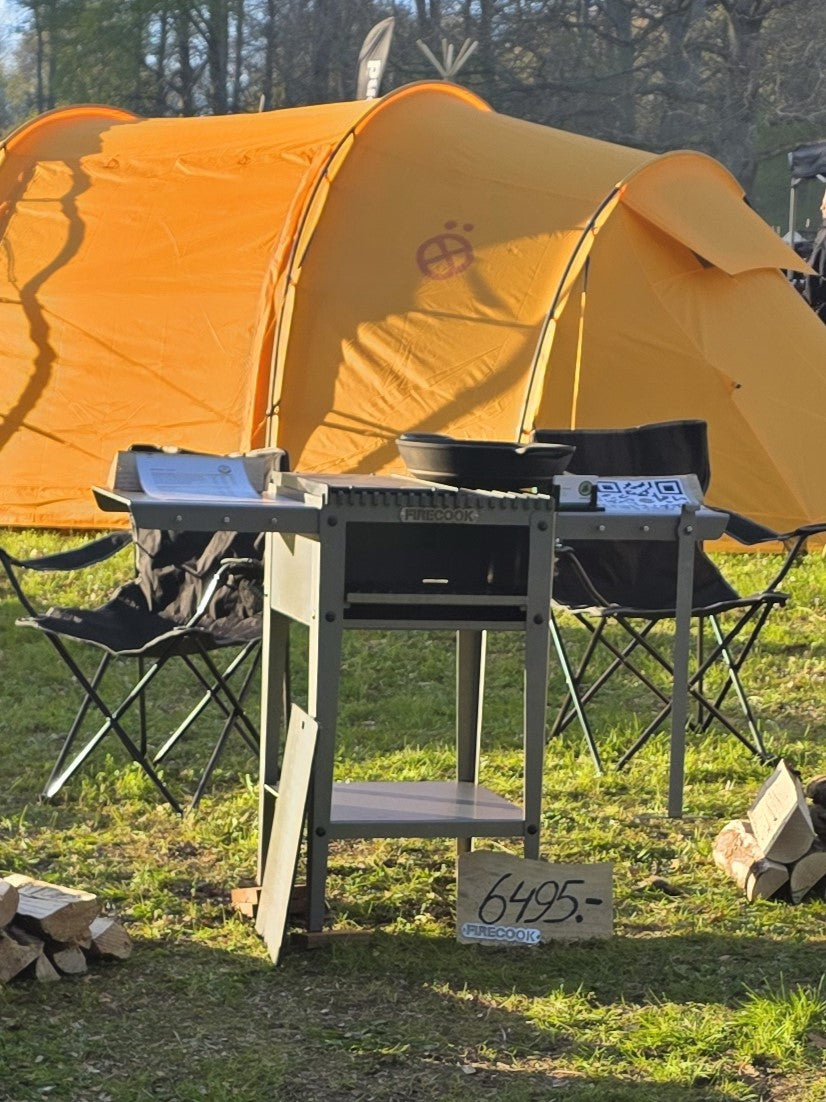 Firecook Outdoor Stove 45 ALL-IN kit m. Fryplate BIG, 2 Side Table Kit, Shelf Kit 45 & Firetool