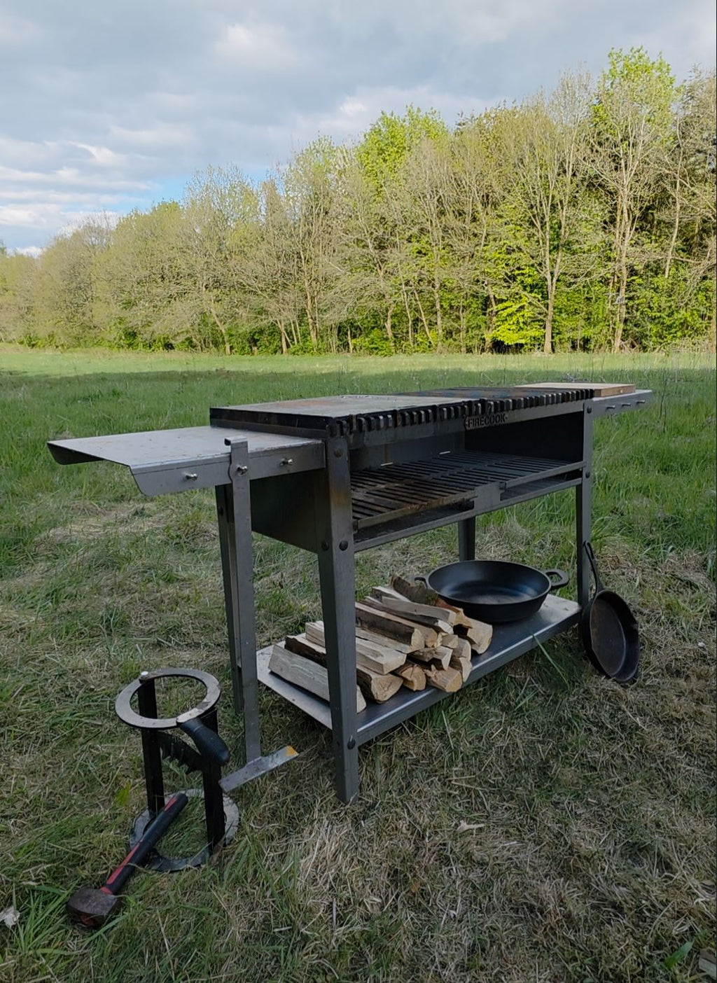 Firecook Outdoor Stove 90 ALL-IN kit m. Fryplate BIG, 2 Side Table Kit, Shelf Kit 90 & Firetool