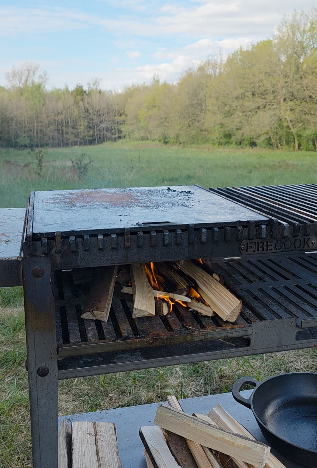 Firecook Outdoor Stove 45 ALL-IN kit m. Fryplate BIG, 2 Side Table Kit, Shelf Kit 45 & Firetool
