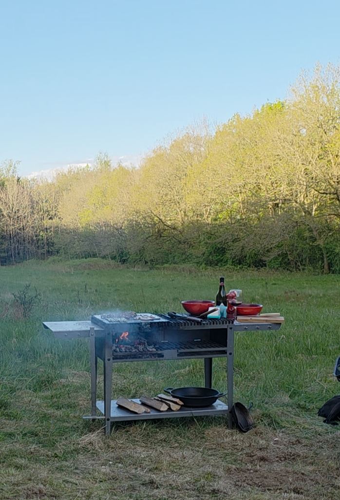 Firecook Outdoor Stove 90 ALL-IN kit m. Fryplate BIG, 2 Side Table Kit, Shelf Kit 90 & Firetool