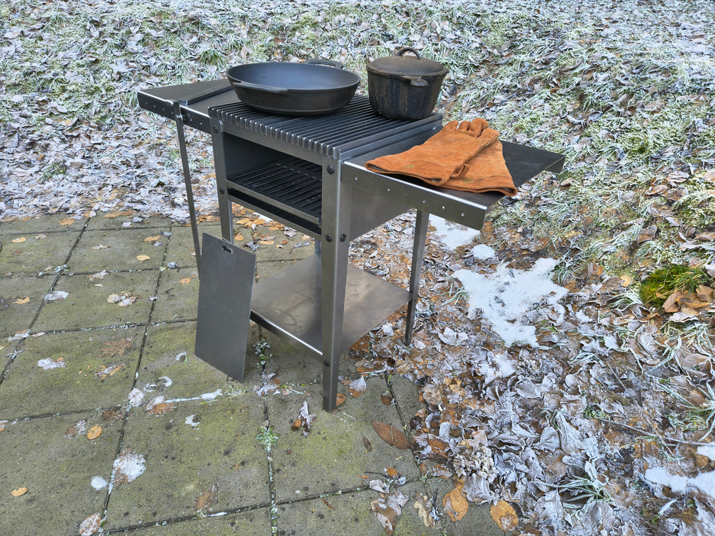 Firecook Outdoor Stove 45 ALL-IN kit m. Fryplate BIG, 2 Side Table Kit, Shelf Kit 45 & Firetool