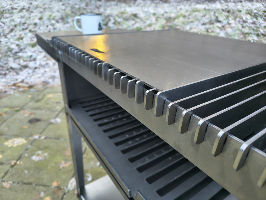 Firecook Outdoor Stove 45 ALL-IN kit m. Fryplate BIG, 2 Side Table Kit, Shelf Kit 45 & Firetool