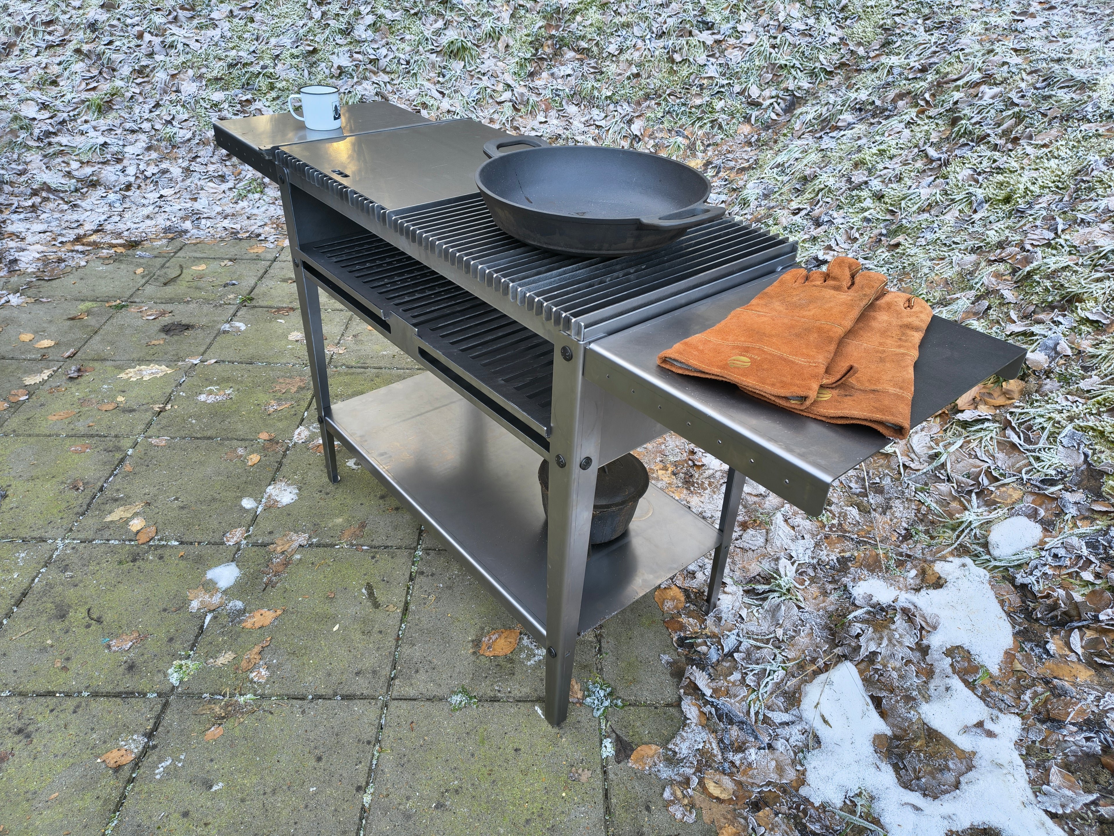 Firecook Outdoor Stove 90 ALL-IN kit m. Fryplate BIG, 2 Side Table Kit, Shelf Kit 90 & Firetool