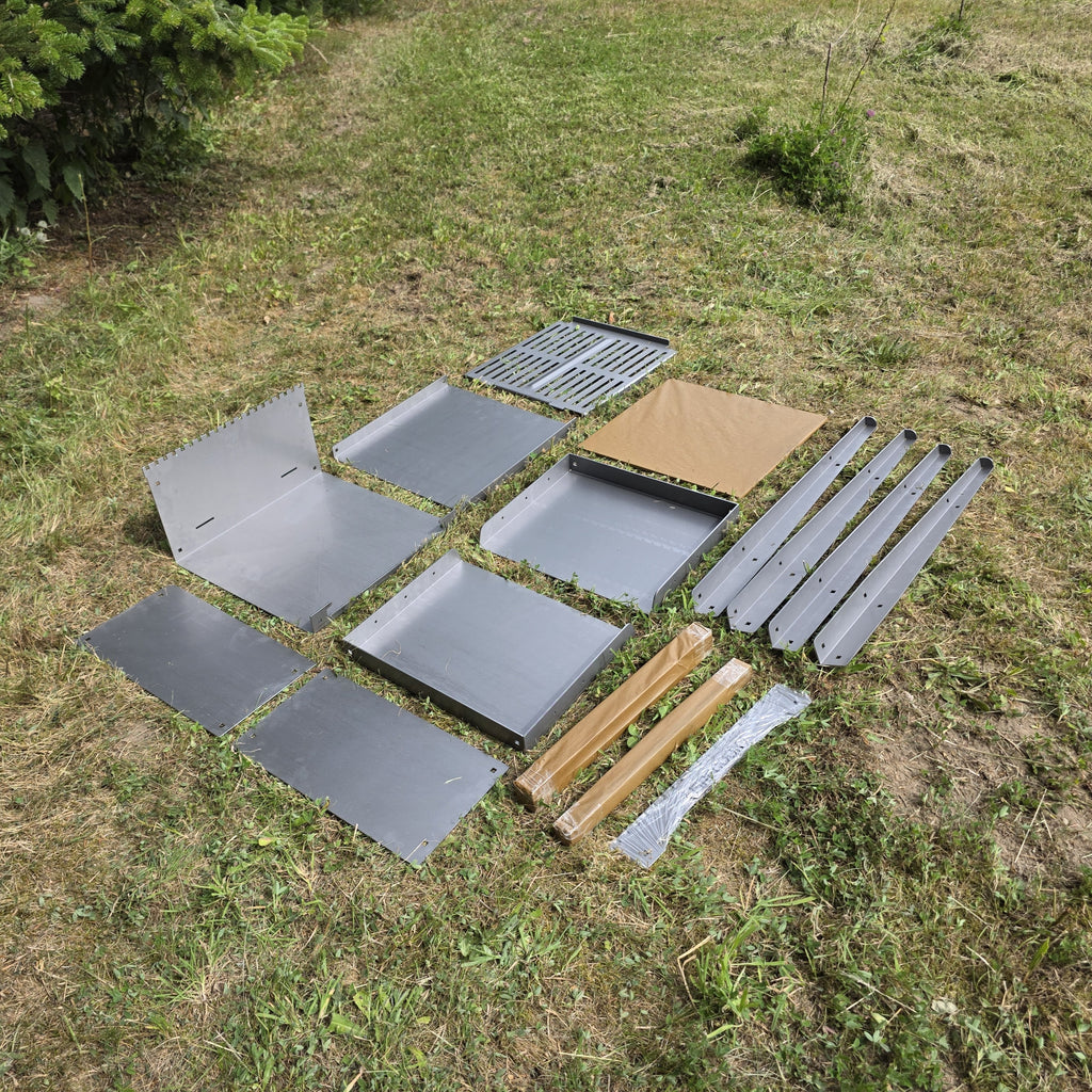 Firecook Outdoor Stove 45 ALL-IN kit m. Fryplate BIG, 2 Side Table Kit, Shelf Kit 45 & Firetool