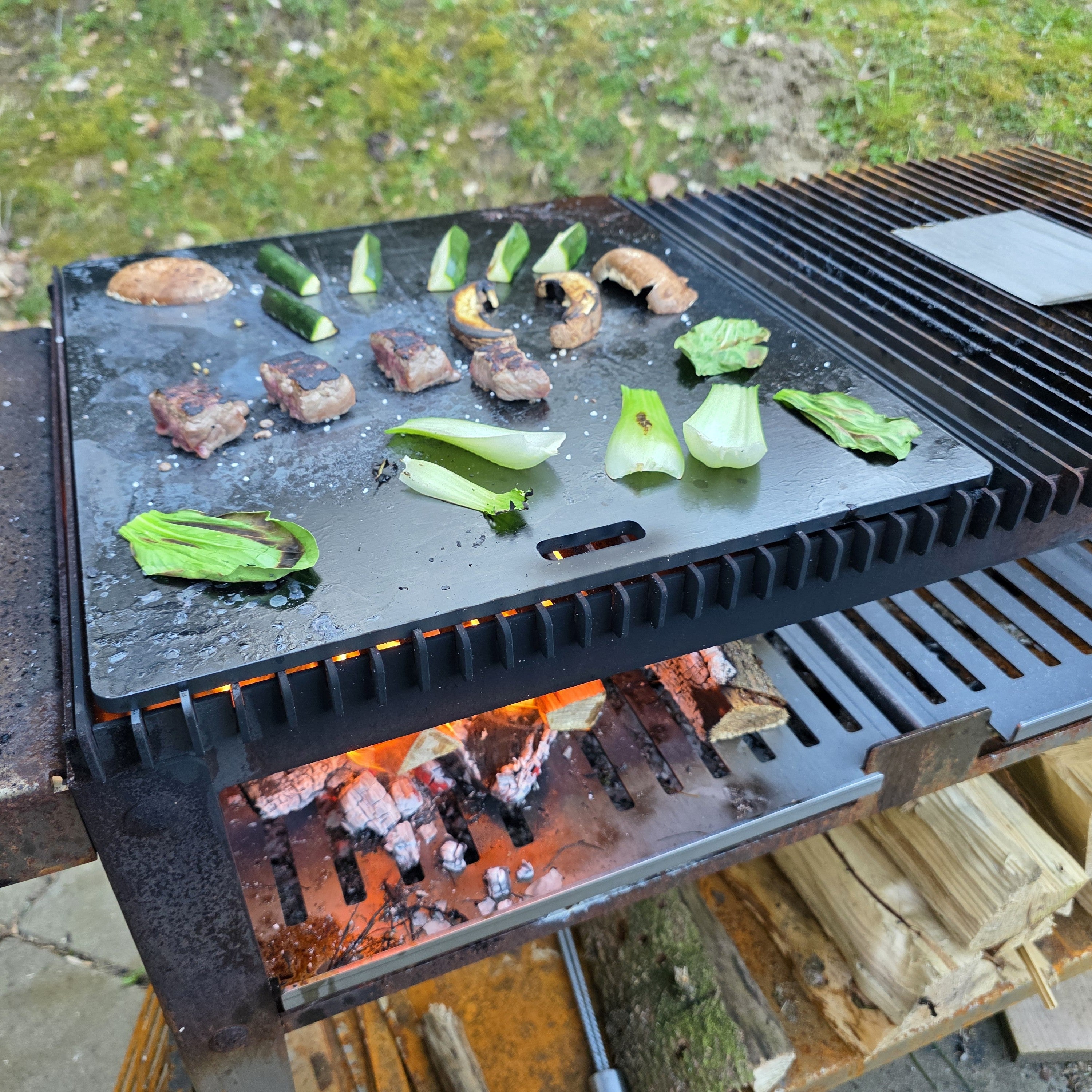 Firecook Outdoor Stove LOW 45 ALL-IN kit m. Fryplate SMALL & Firetool