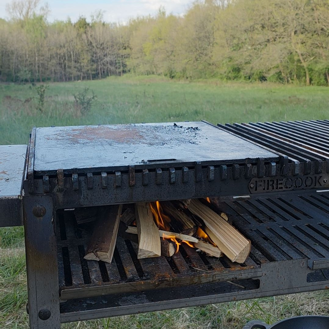 Firecook Outdoor Stove 45 ALL-IN kit m. Fryplate BIG, 2 Side Table Kit, Shelf Kit 45 & Firetool