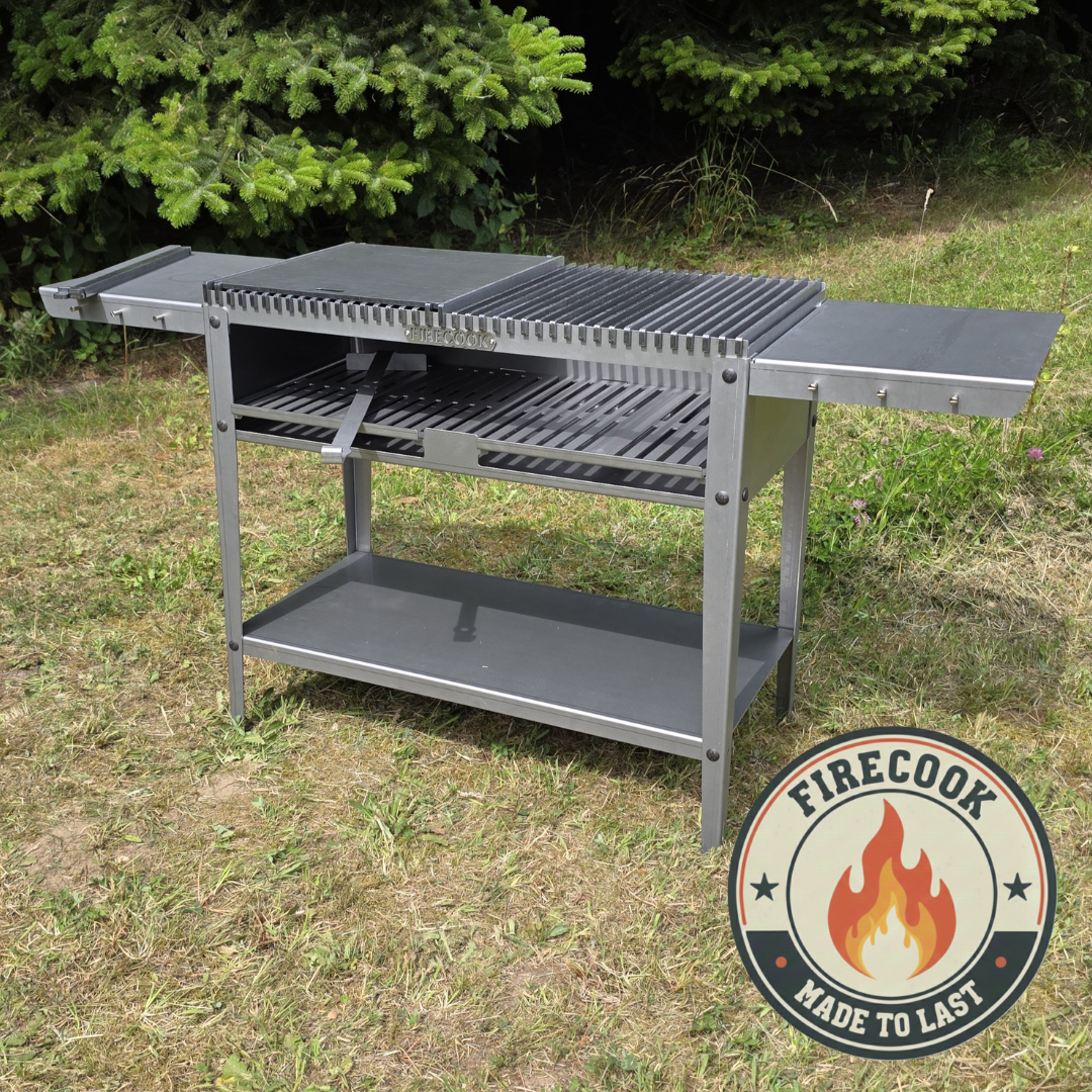 Firecook Outdoor Stove 90 ALL-IN kit m. 1 x Fryplate BIG, 2 x Side Table Kit, Shelf Kit 90 & Firetool