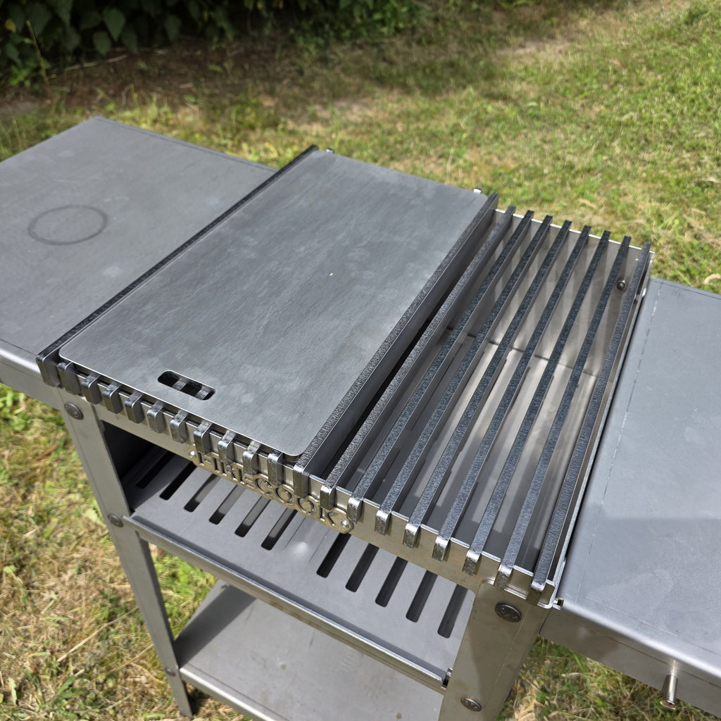 Firecook Outdoor Stove 45 ALL-IN kit m. 1 x Fryplate SMALL, 2 Side Table Kit, Shelf Kit 45 & Firetool