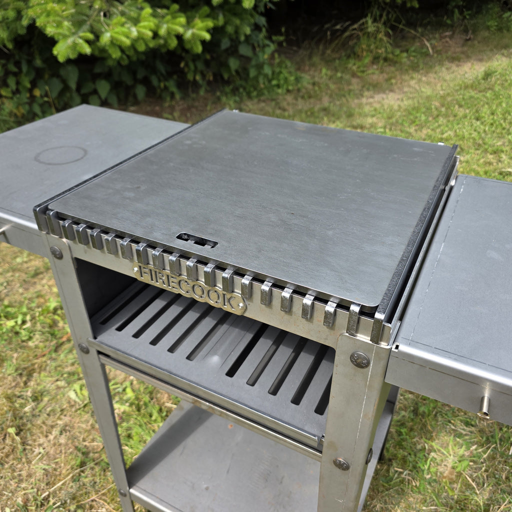 Firecook Outdoor Stove 45 ALL-IN kit m. Fryplate BIG, 2 Side Table Kit, Shelf Kit 45 & Firetool