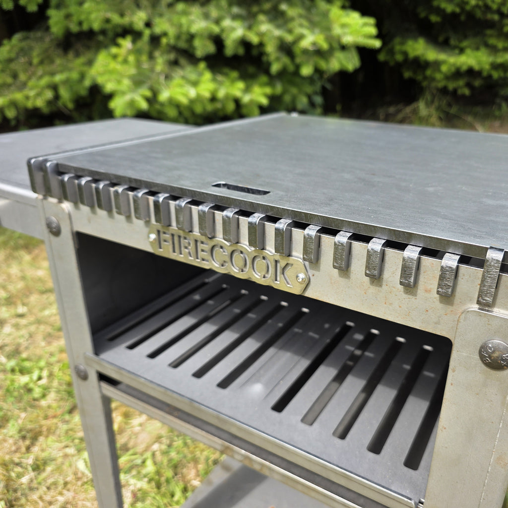Firecook Outdoor Stove 45 ALL-IN kit m. Fryplate BIG, 2 Side Table Kit, Shelf Kit 45 & Firetool