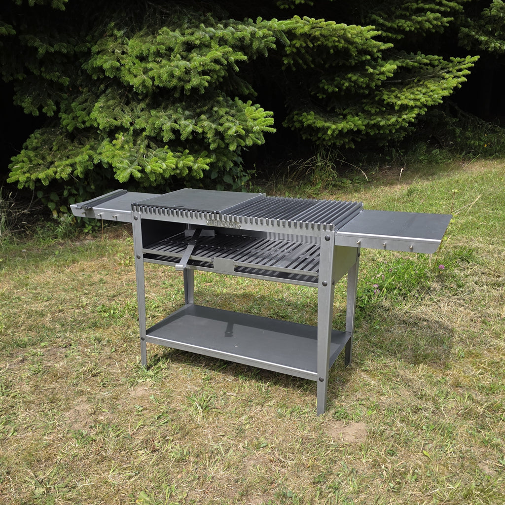 Firecook Outdoor Stove 90 ALL-IN kit m. 2 x Fryplate BIG, 2 x Side Table Kit, Shelf Kit 90 & Firetool