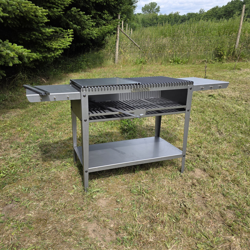 Firecook Outdoor Stove 90 ALL-IN kit m. 2 x Fryplate BIG, 2 x Side Table Kit, Shelf Kit 90 & Firetool
